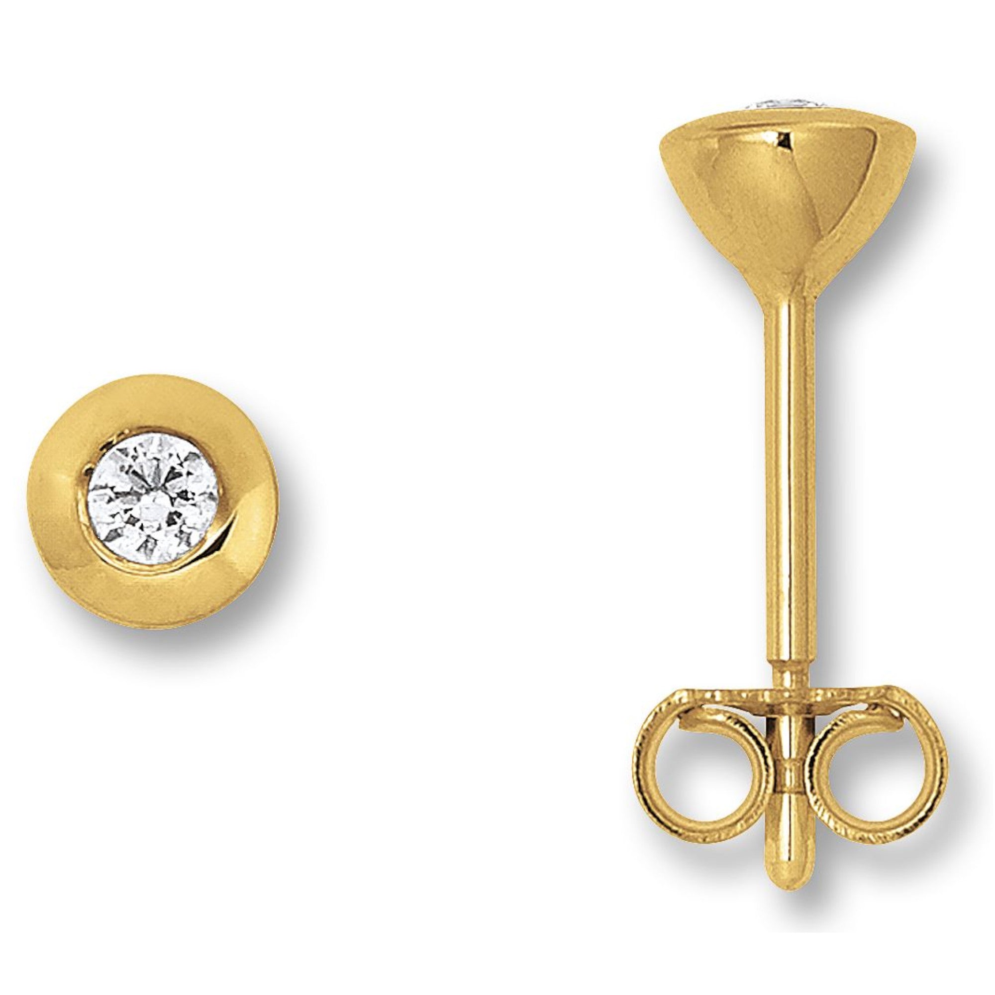 Zirkonia Zarge Ohrringe Ohrstecker aus 333er Gelbgold von ONE ELEMENT – Bild 1