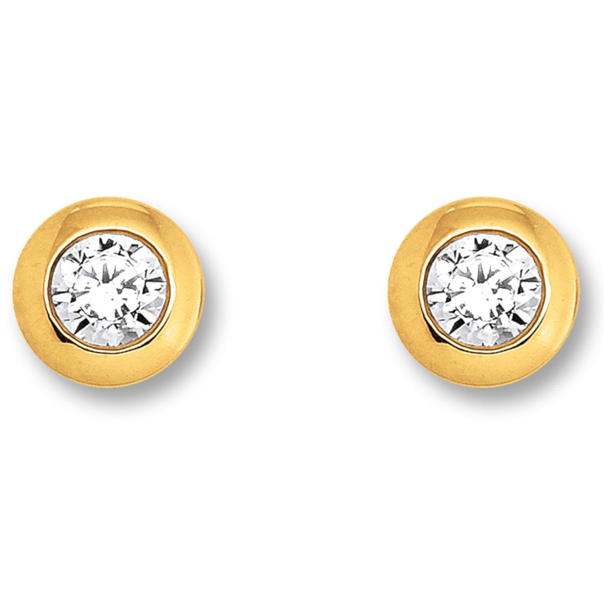 Zirkonia Zarge Ohrringe Ohrstecker aus 333er Gelbgold von ONE ELEMENT – Bild 1