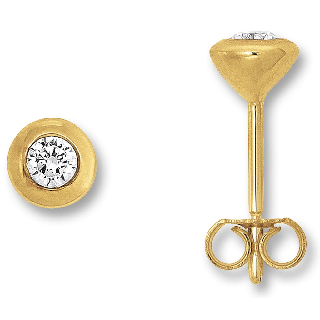 Zirkonia Zarge Ohrringe Ohrstecker aus 333er Gelbgold von ONE ELEMENT – Bild 1