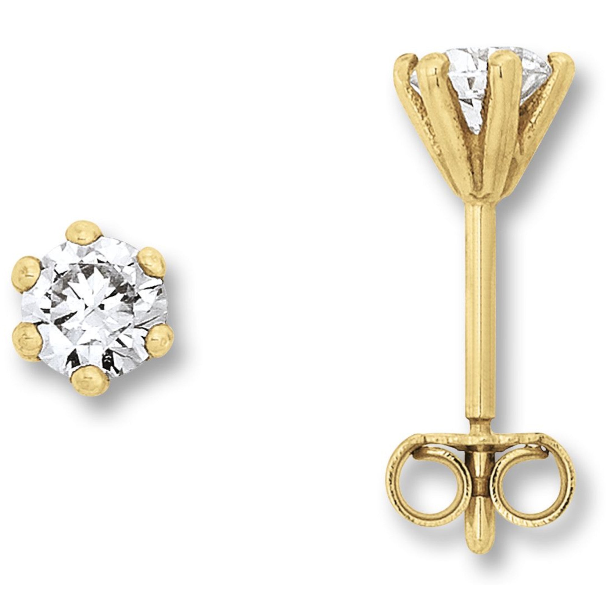 Zirkonia Ohrringe Ohrstecker aus 333er Gelbgold von ONE ELEMENT – Bild 2