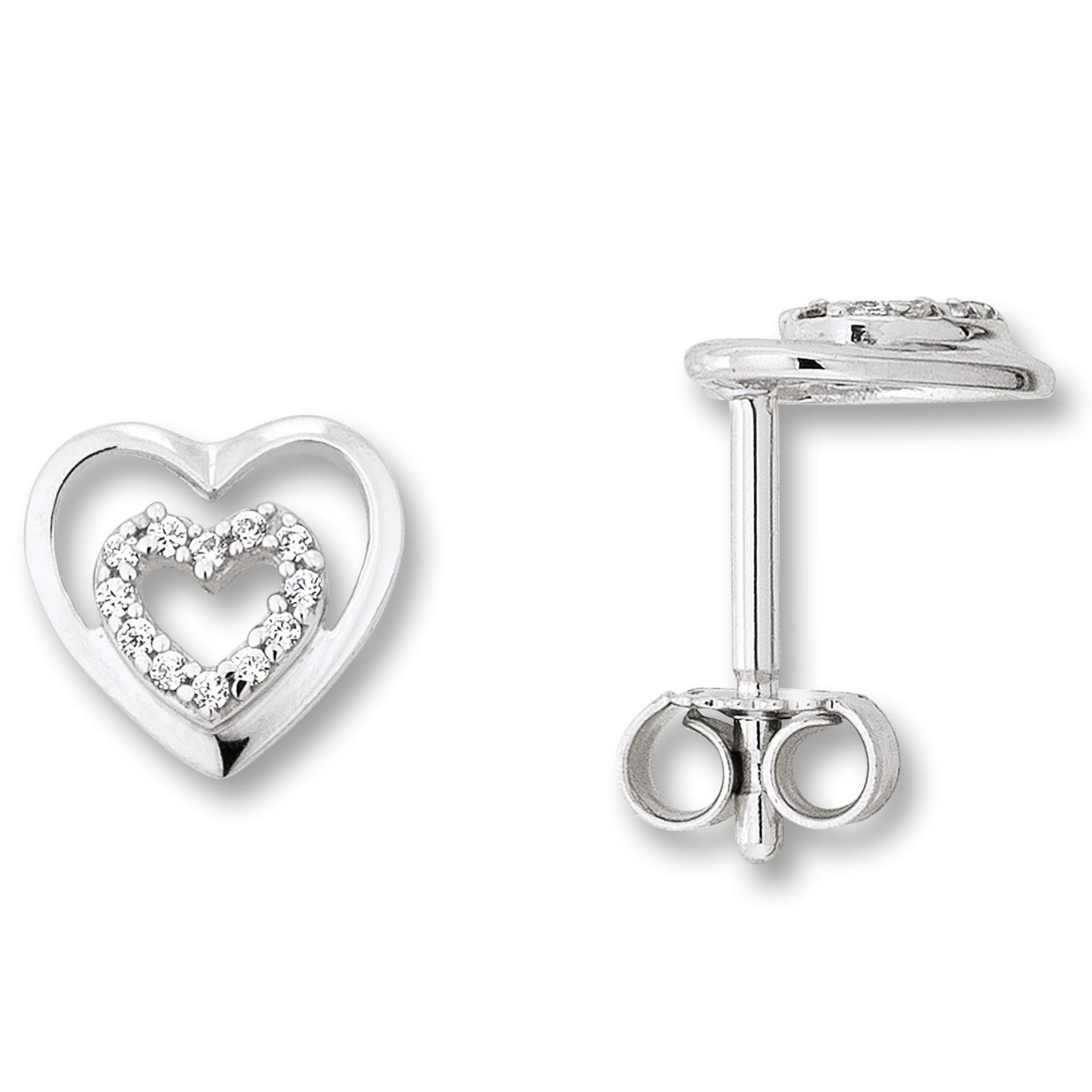 Zirkonia Herz Ohrringe Ohrstecker aus 925er Silber von ONE ELEMENT – Bild 1