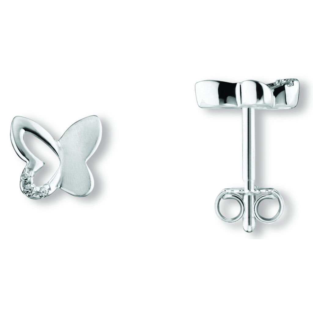 Zirkonia Schmetterling Ohrringe Ohrstecker aus 925er Silber von ONE ELEMENT – Bild 1