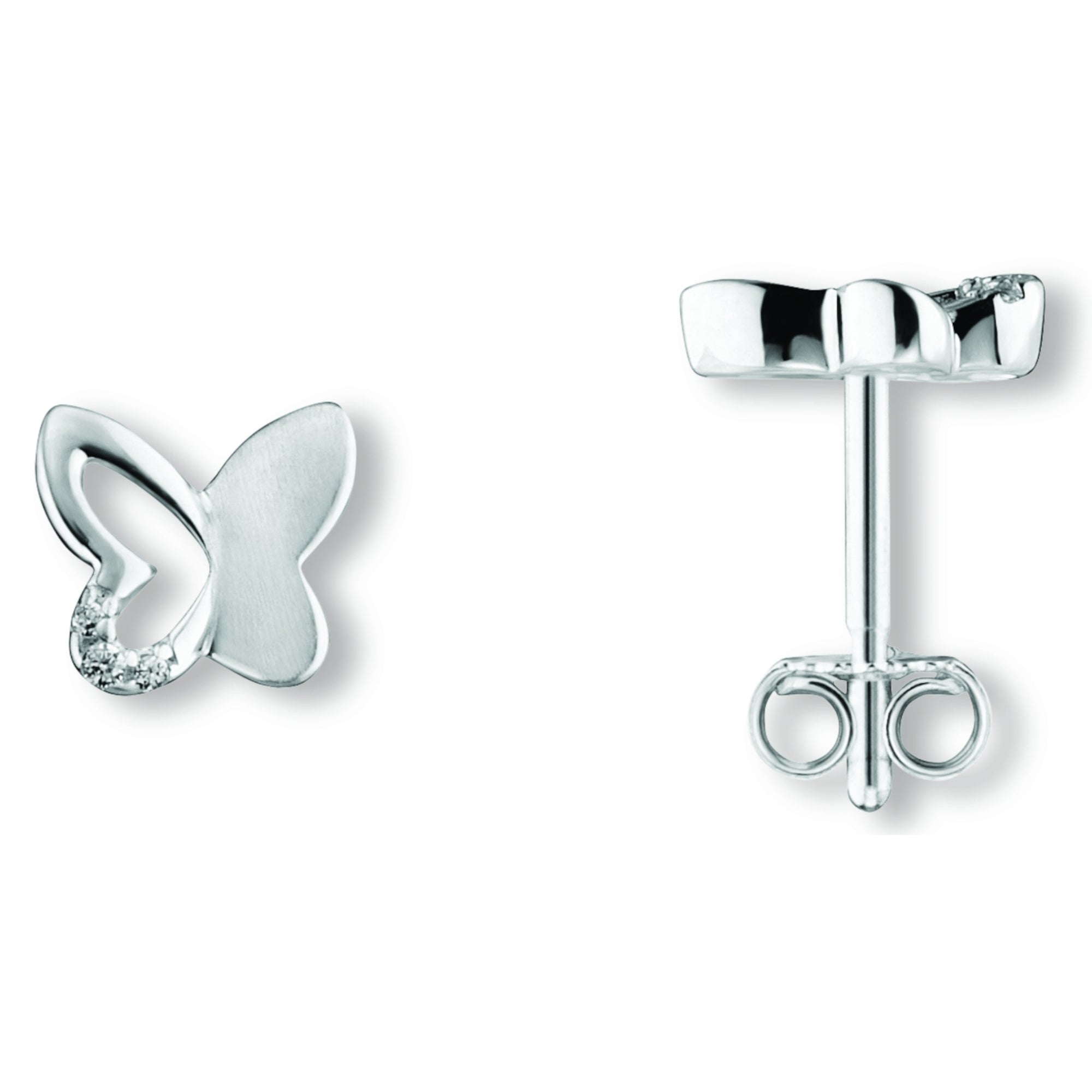 Zirkonia Schmetterling Ohrringe Ohrstecker aus 925er Silber von ONE ELEMENT – Bild 1