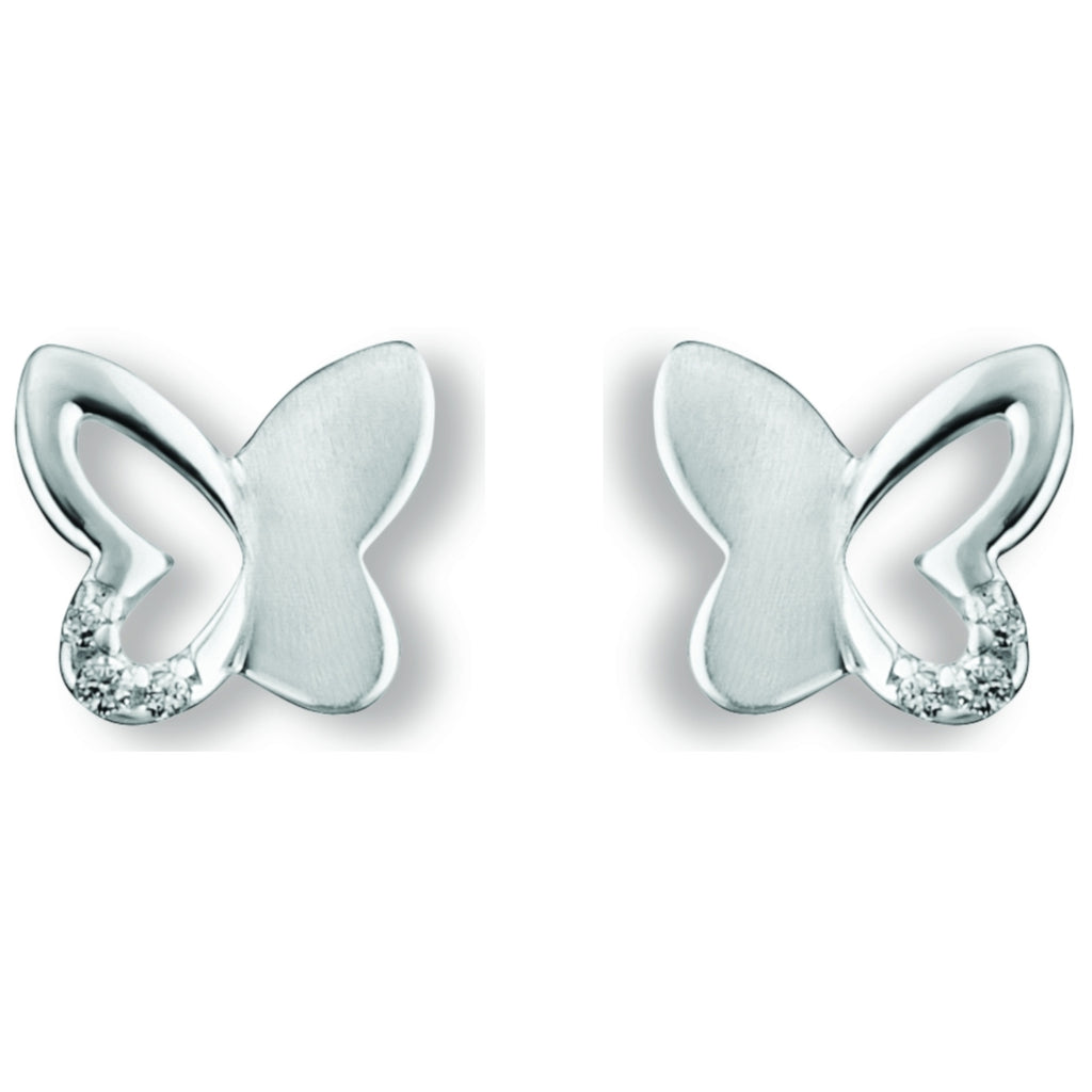 Zirkonia Schmetterling Ohrringe Ohrstecker aus 925er Silber von ONE ELEMENT – Bild 2