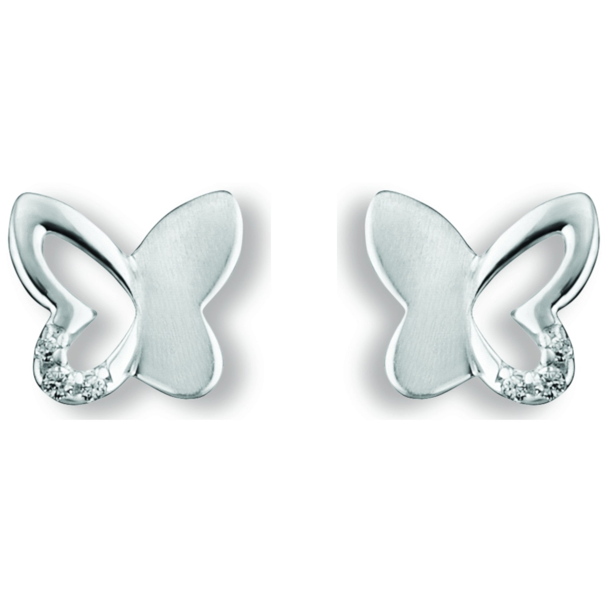 Zirkonia Schmetterling Ohrringe Ohrstecker aus 925er Silber von ONE ELEMENT – Bild 2