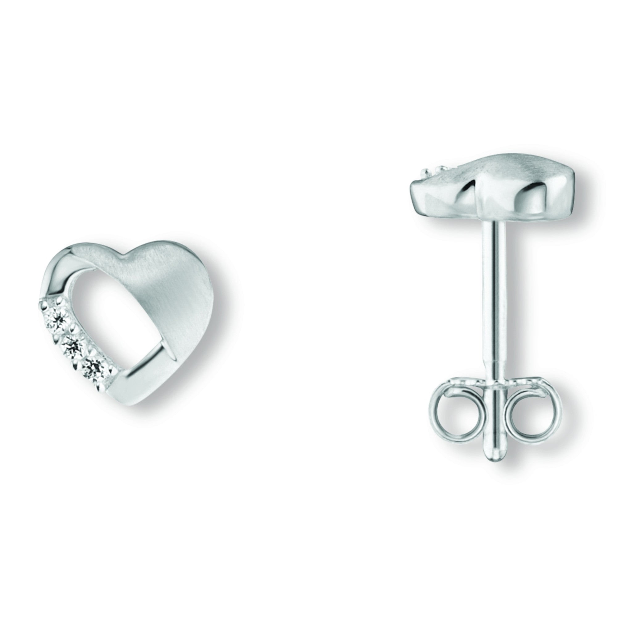 Zirkonia Herz Ohrringe Ohrstecker aus 925er Silber von ONE ELEMENT – Bild 1