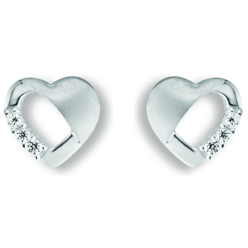 Zirkonia Herz Ohrringe Ohrstecker aus 925er Silber von ONE ELEMENT – Bild 2
