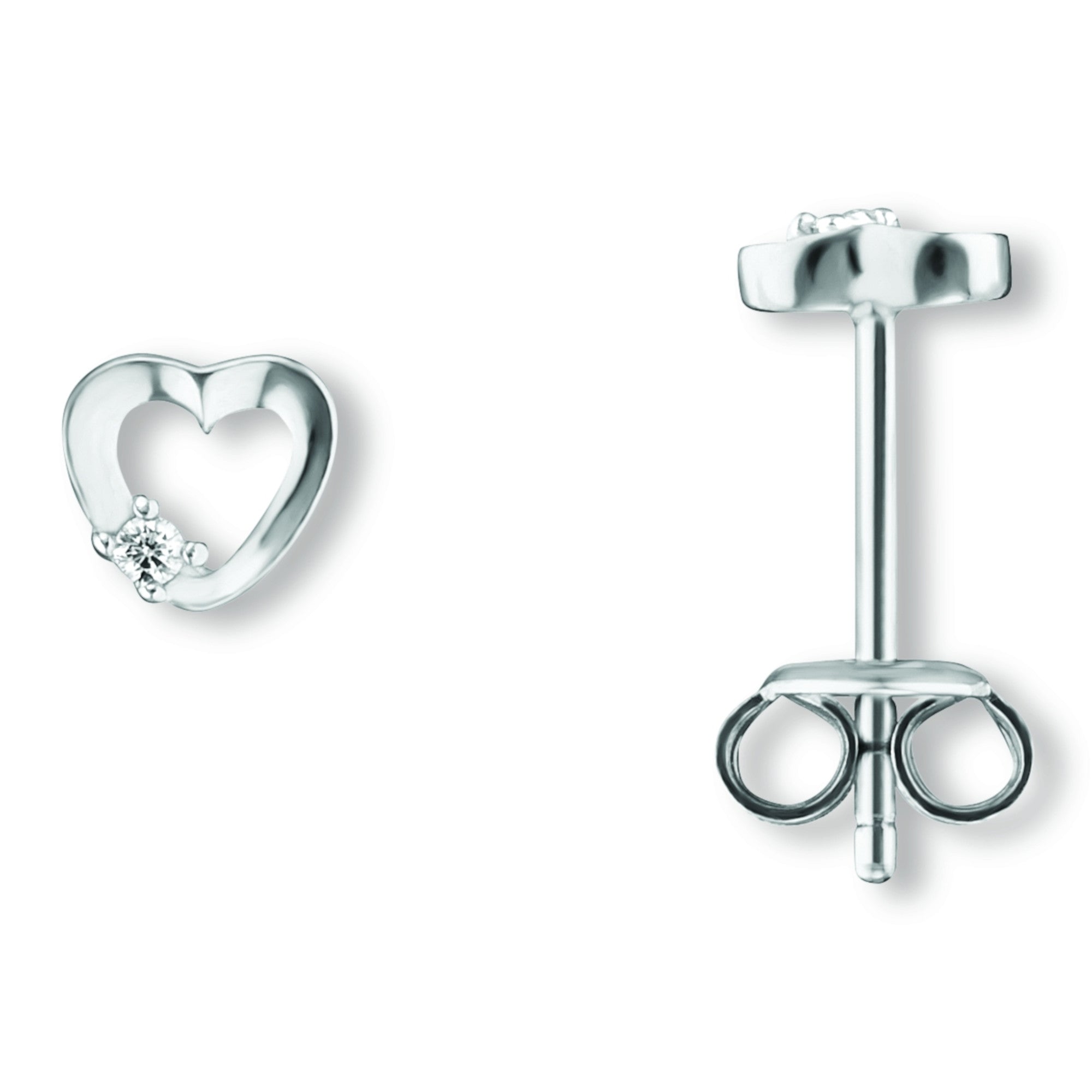 Zirkonia Herz Ohrringe Ohrstecker aus 925er Silber von ONE ELEMENT – Bild 1