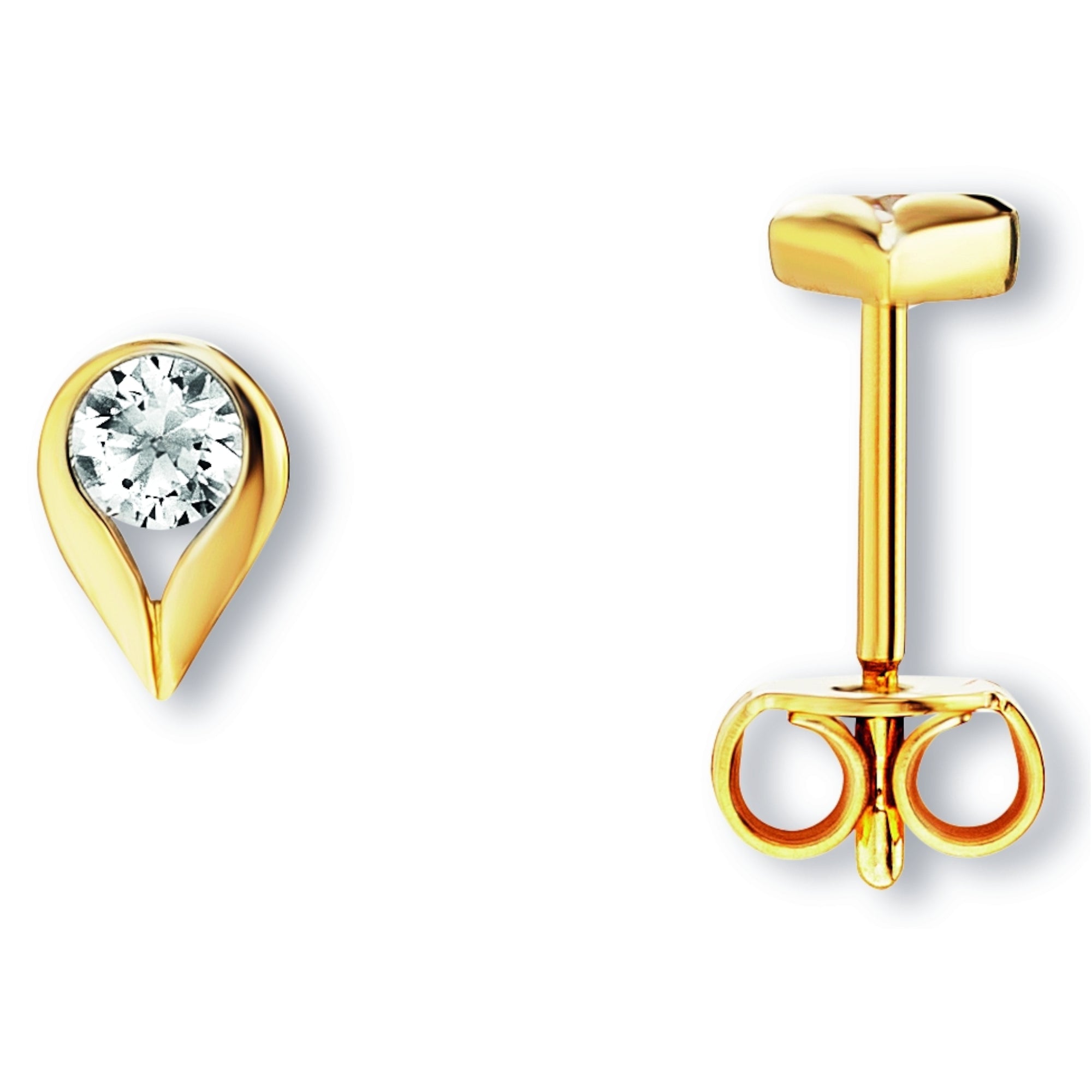 Zirkonia Ohrringe Ohrstecker aus 333er Gelbgold von ONE ELEMENT – Bild 2