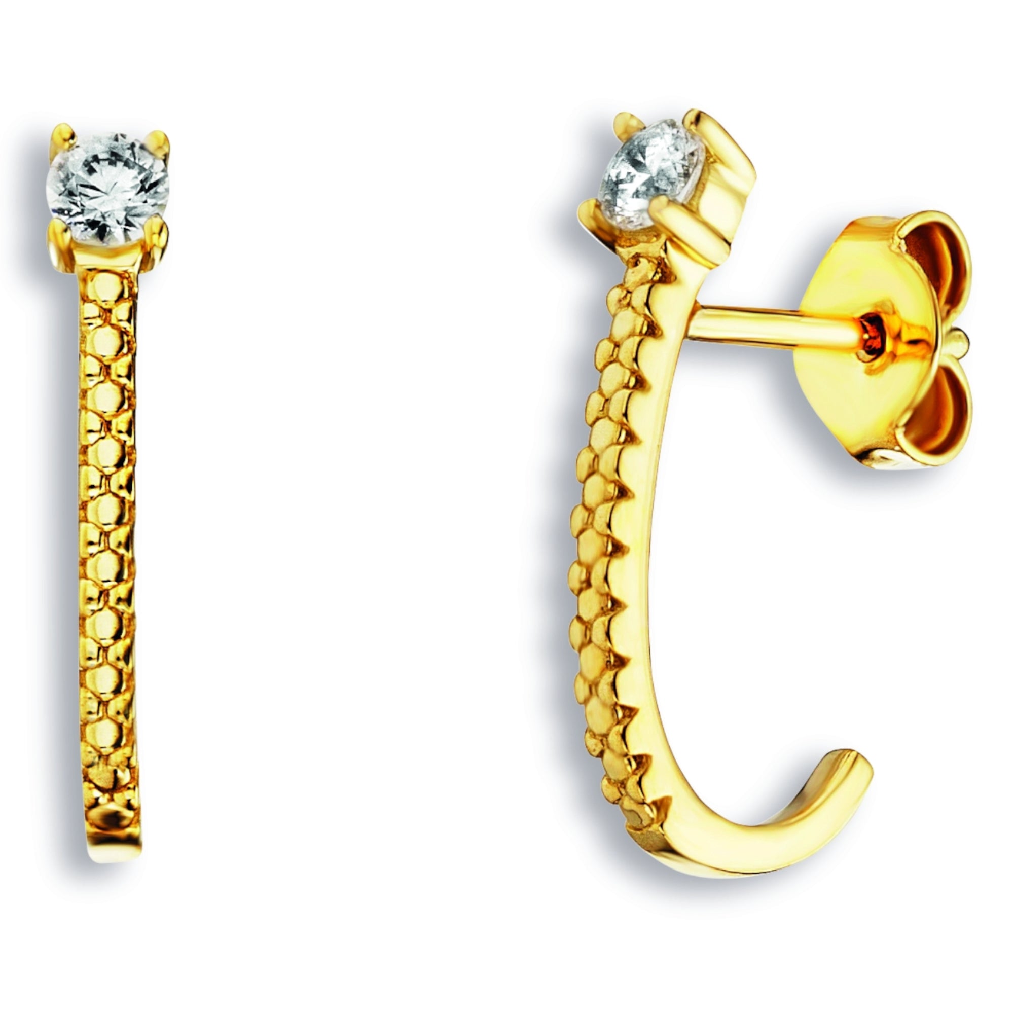 Zirkonia Ohrringe Ohrstecker aus 333er Gelbgold von ONE ELEMENT – Bild 1