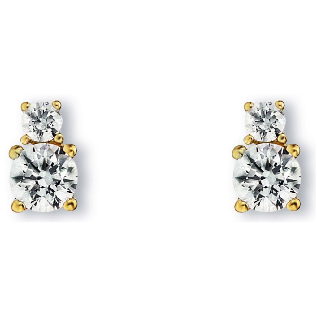Zirkonia Ohrringe Ohrstecker aus 333er Gelbgold von ONE ELEMENT – Bild 1