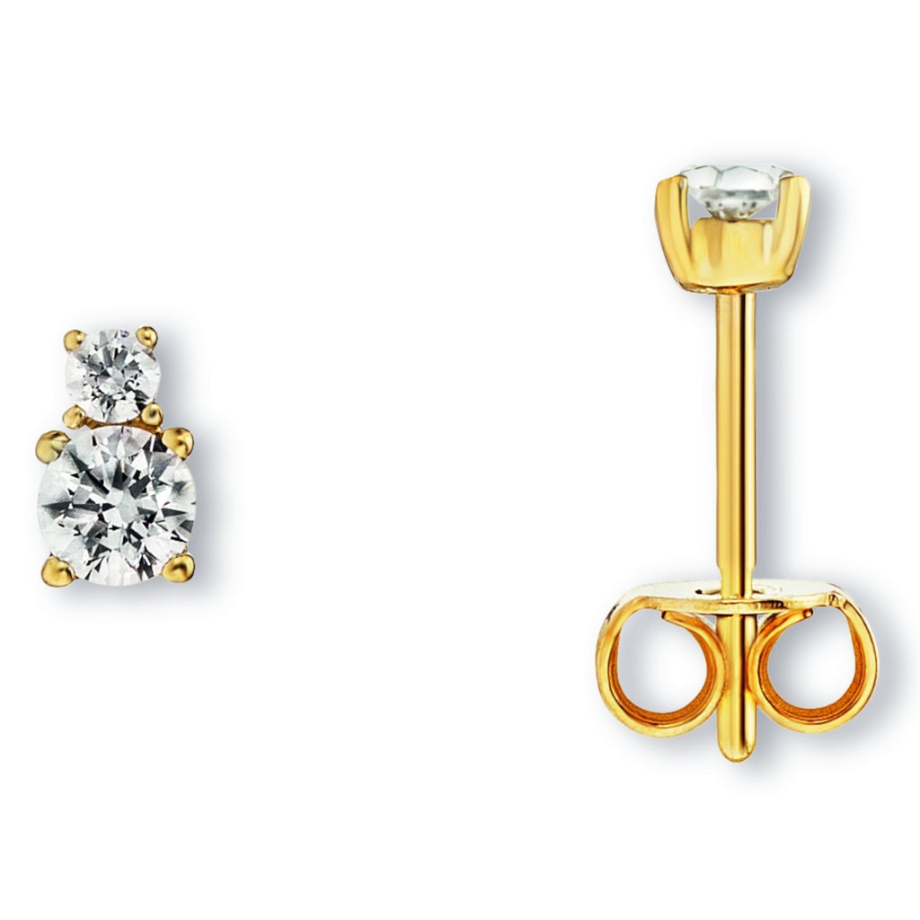 Zirkonia Ohrringe Ohrstecker aus 333er Gelbgold von ONE ELEMENT – Bild 2