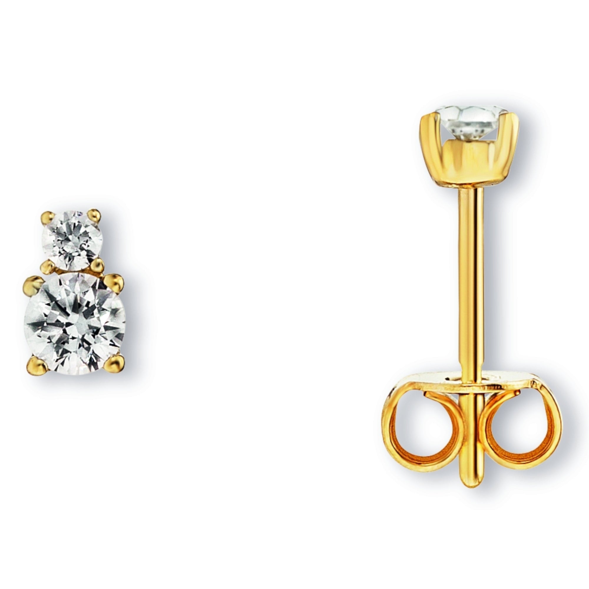 Zirkonia Ohrringe Ohrstecker aus 333er Gelbgold von ONE ELEMENT – Bild 2