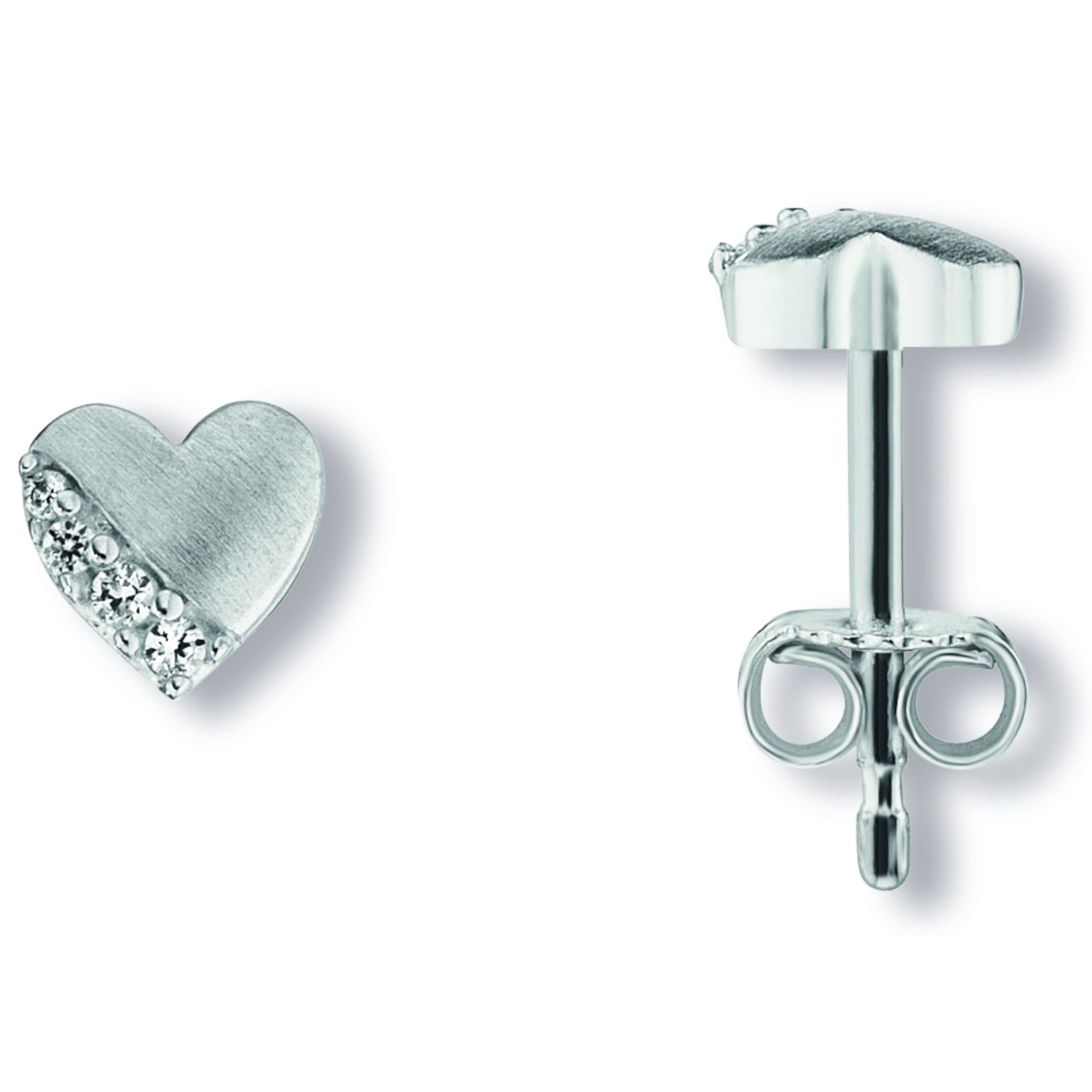 Zirkonia Herz Ohrringe Ohrstecker aus 925er Silber von ONE ELEMENT – Bild 1