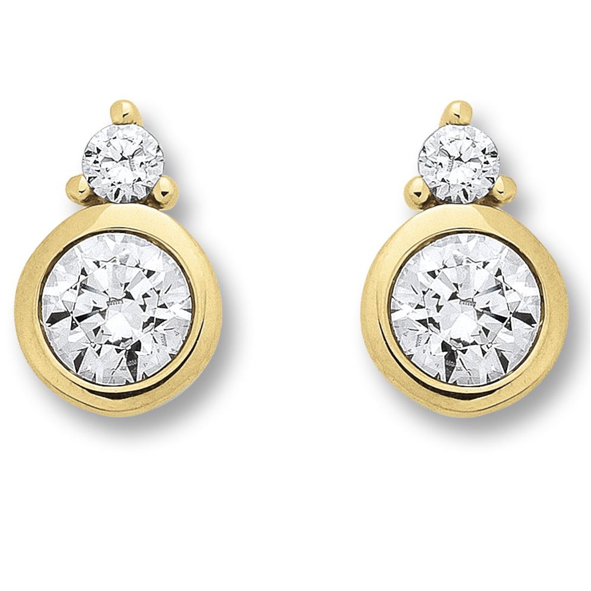 Zirkonia Ohrringe Ohrstecker aus 333er Gelbgold von ONE ELEMENT – Bild 1