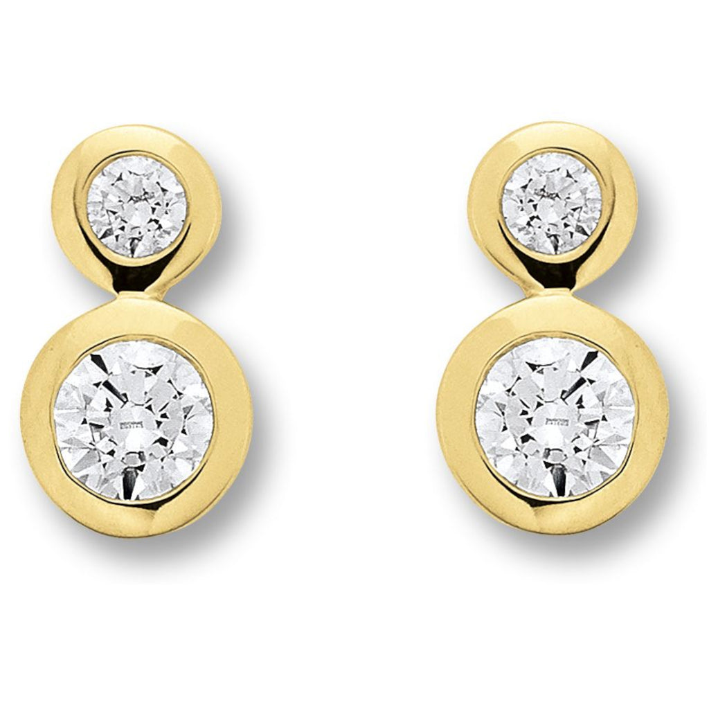 Zirkonia Ohrringe Ohrstecker aus 333er Gelbgold von ONE ELEMENT – Bild 1