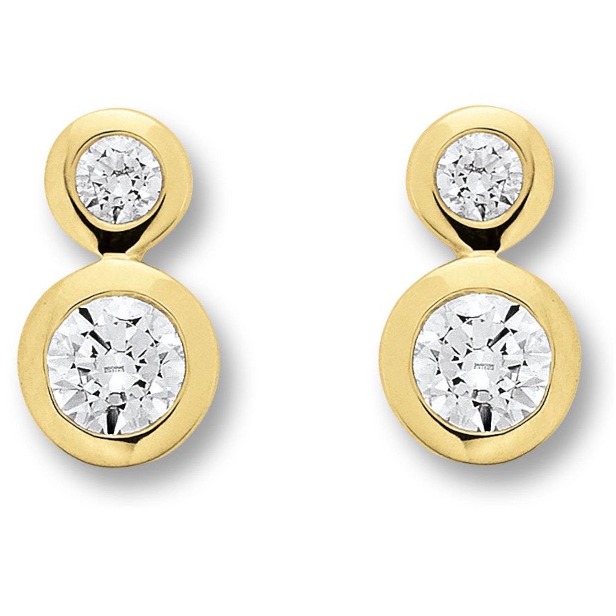 Zirkonia Ohrringe Ohrstecker aus 333er Gelbgold von ONE ELEMENT – Bild 1