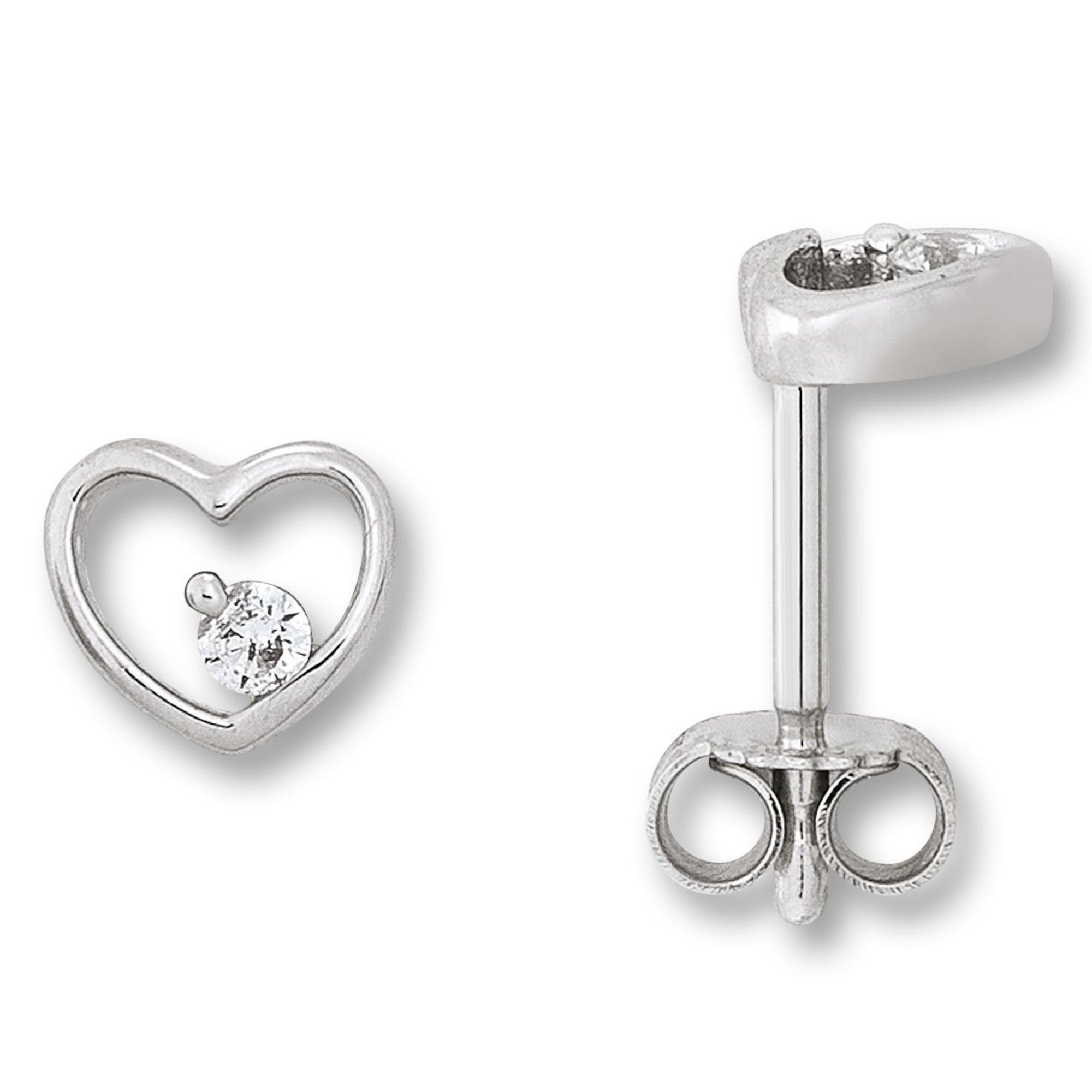Zirkonia Herz Ohrringe Ohrstecker aus 925er Silber von ONE ELEMENT – Bild 1
