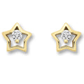 Zirkonia Stern Ohrringe Ohrstecker aus 333er Gelbgold von ONE ELEMENT – Bild 1