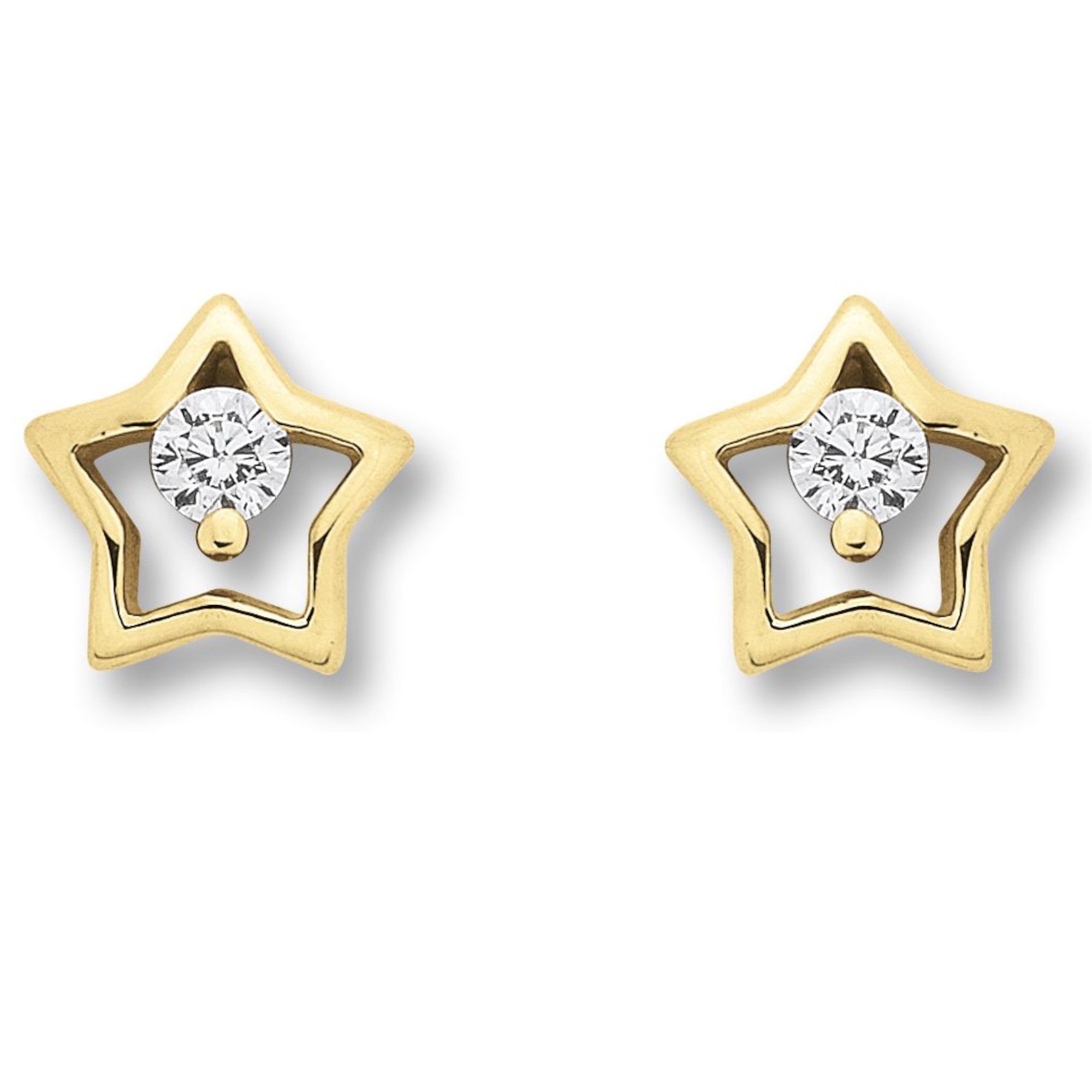 Zirkonia Stern Ohrringe Ohrstecker aus 333er Gelbgold von ONE ELEMENT – Bild 1