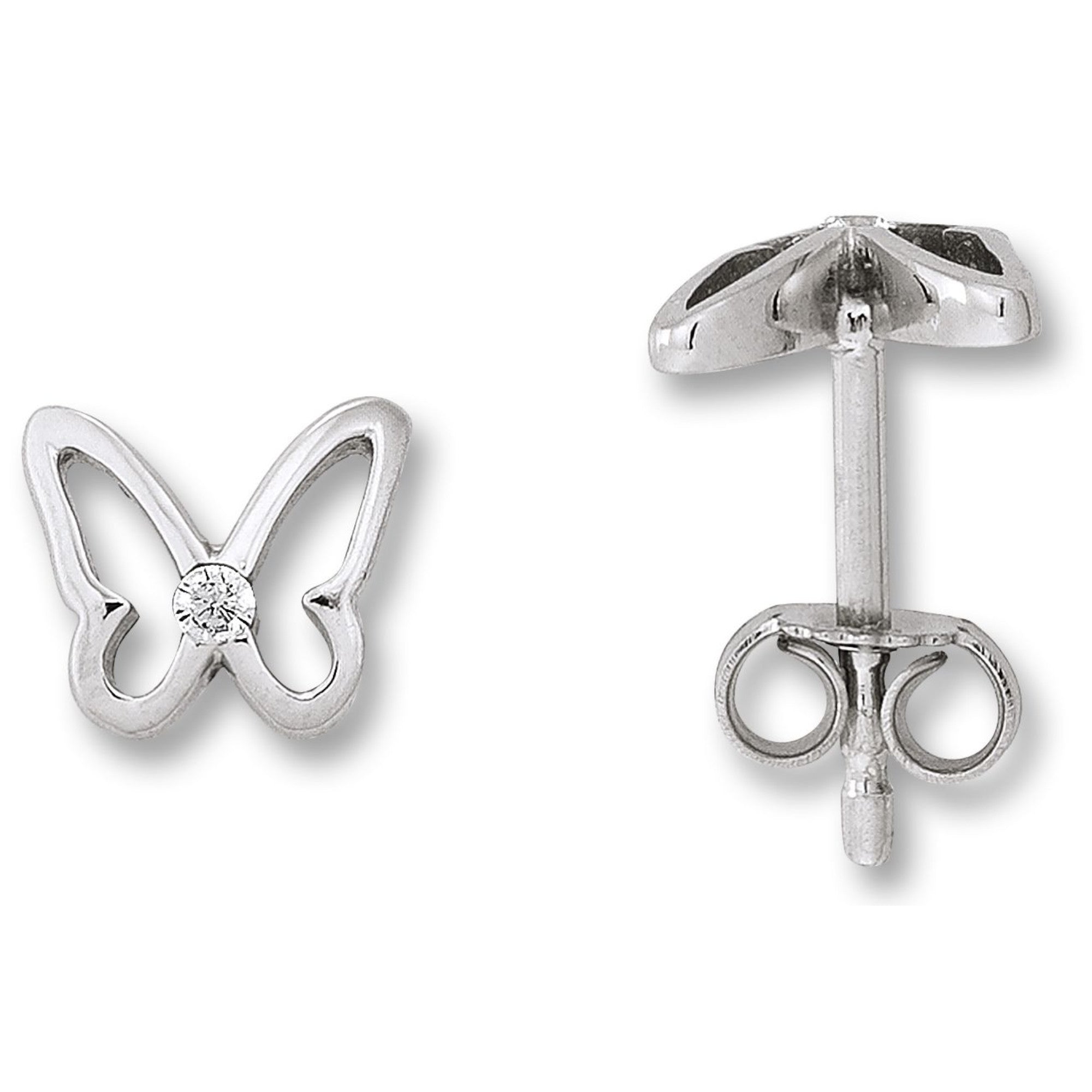Zirkonia Schmetterling Ohrringe Ohrstecker aus 925er Silber von ONE ELEMENT – Bild 1