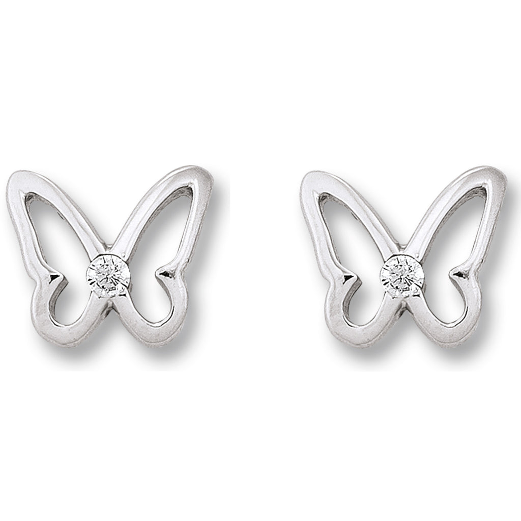 Zirkonia Schmetterling Ohrringe Ohrstecker aus 925er Silber von ONE ELEMENT – Bild 2