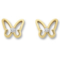 Schmetterling-Ohrstecker aus 333er Gelbgold mit Zirkonia von ONE ELEMENT