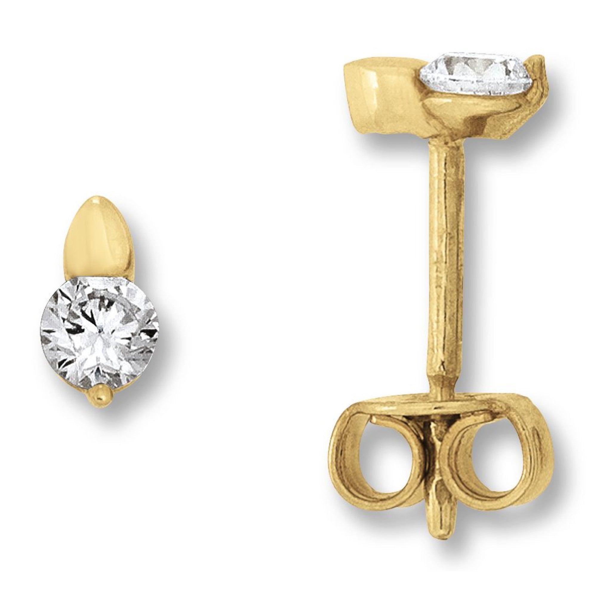 Zirkonia Ohrringe Ohrstecker aus 333er Gelbgold von ONE ELEMENT – Bild 1