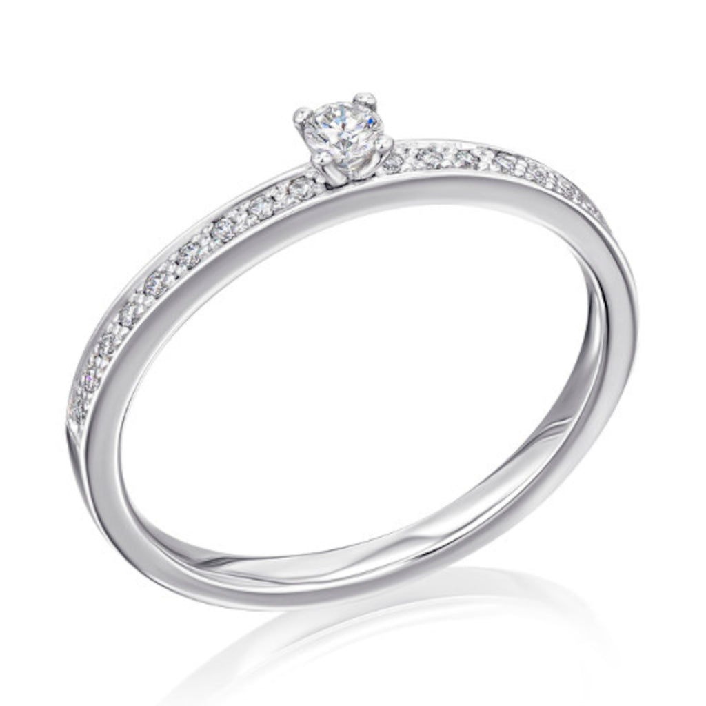 0,15 ct Diamant Brillant Memoire mit Center Ring aus 585er Weißgold von ONE ELEMENT – Bild 1
