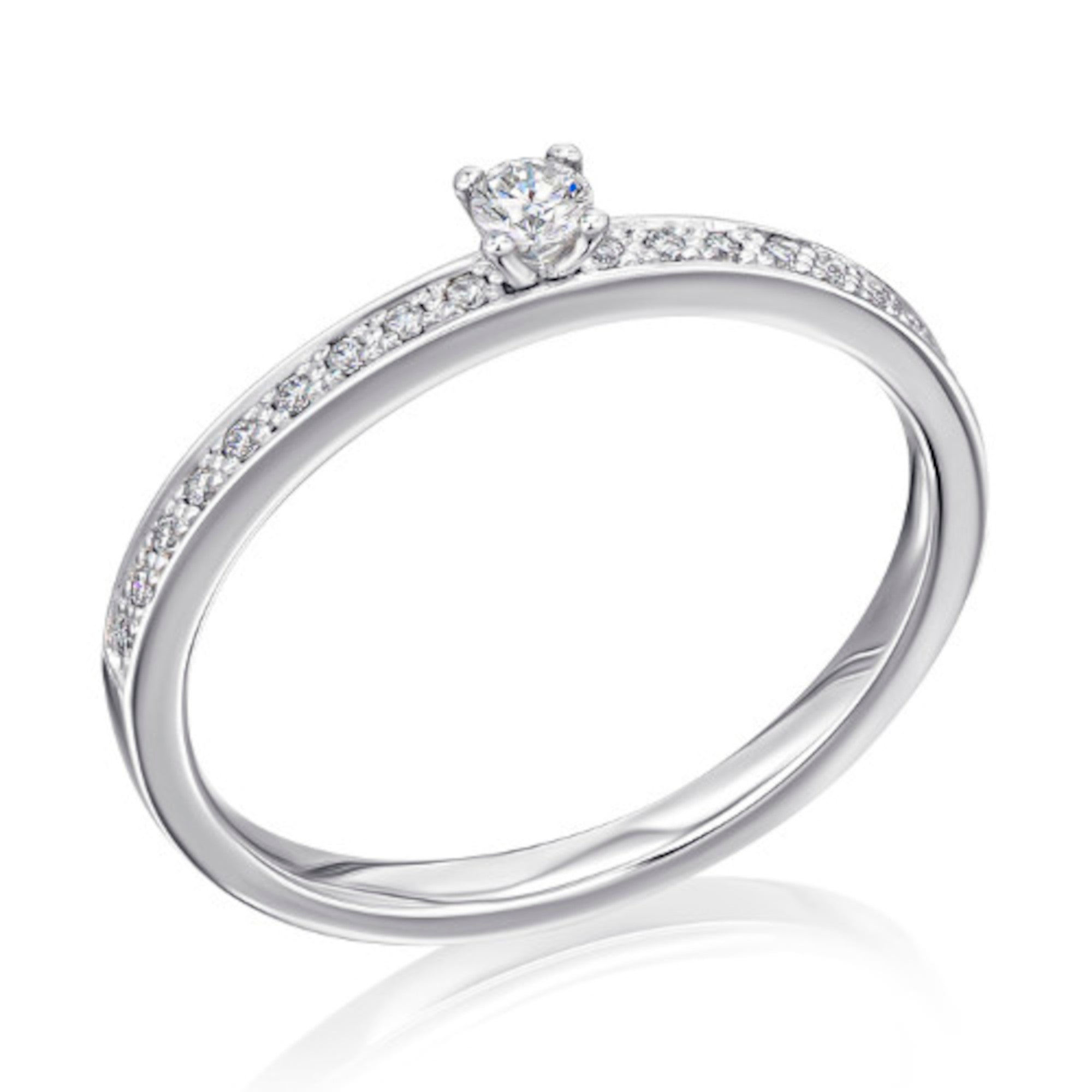 0,15 ct Diamant Brillant Memoire mit Center Ring aus 585er Weißgold von ONE ELEMENT – Bild 1