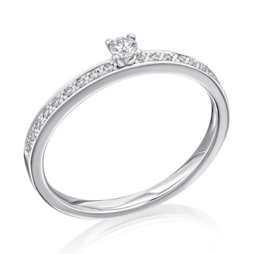 0,15 ct Diamant Brillant Memoire mit Center Ring aus 585er Weißgold von ONE ELEMENT – Bild 1