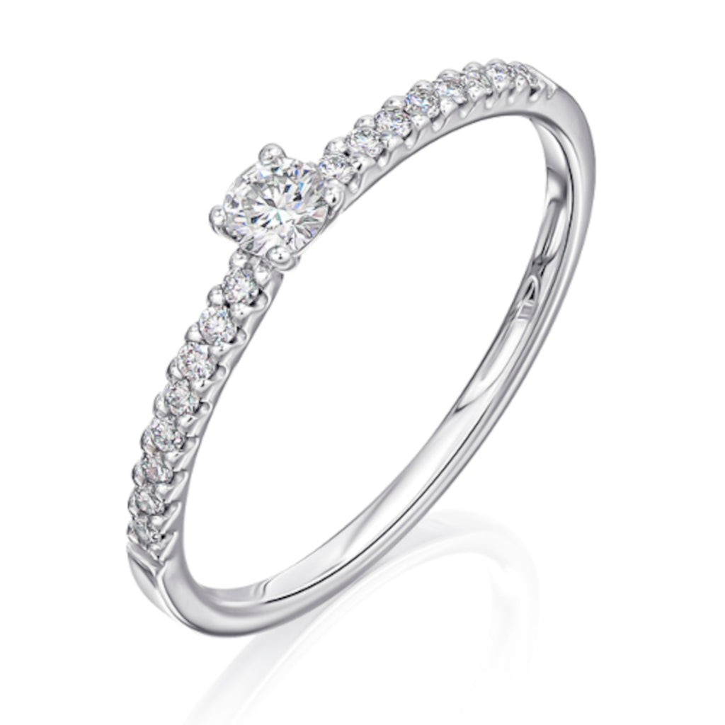 0,25 ct Diamant Brillant Memoire mit Center Ring aus 585er Weißgold von ONE ELEMENT – Bild 1