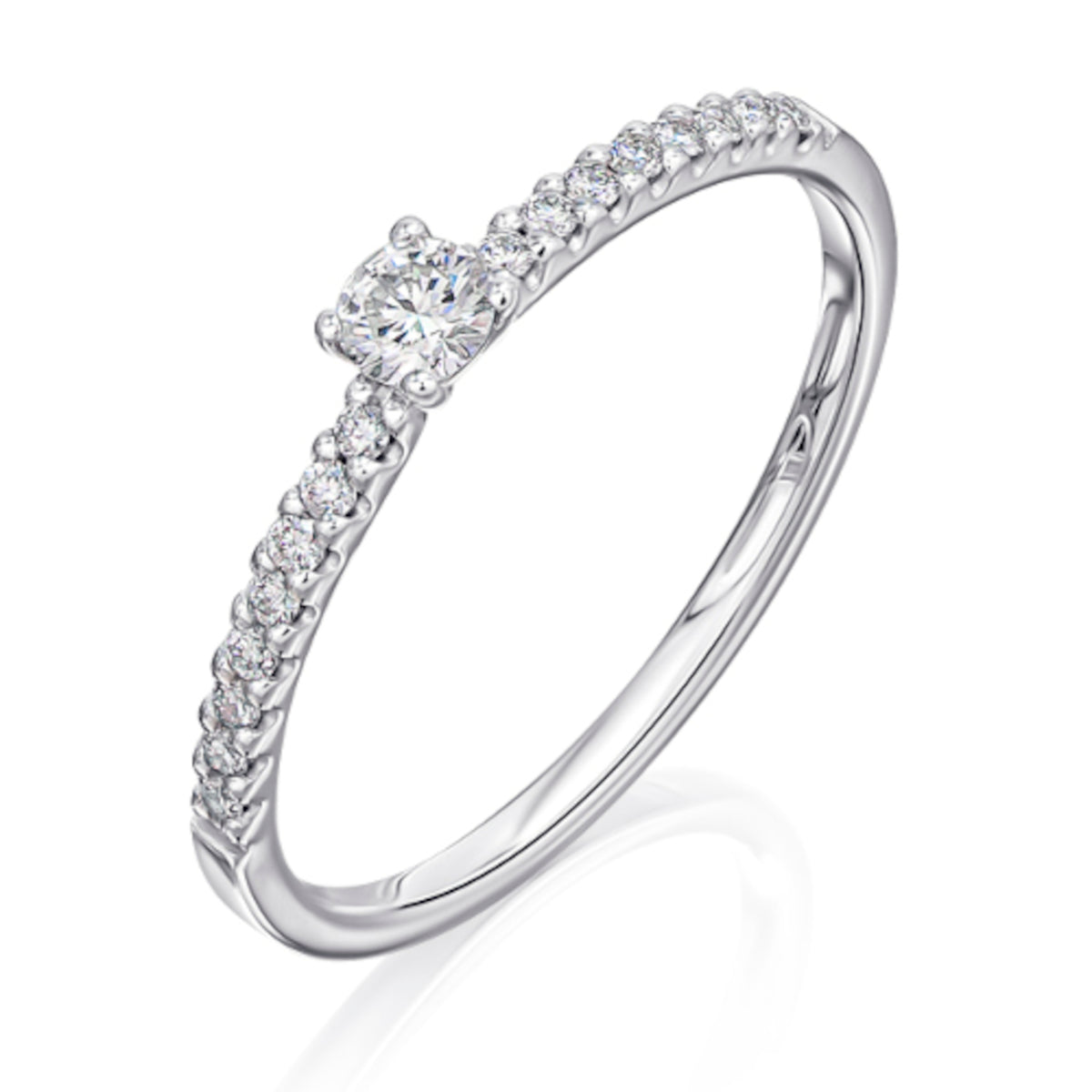 0,25 ct Diamant Brillant Memoire mit Center Ring aus 585er Weißgold von ONE ELEMENT – Bild 1