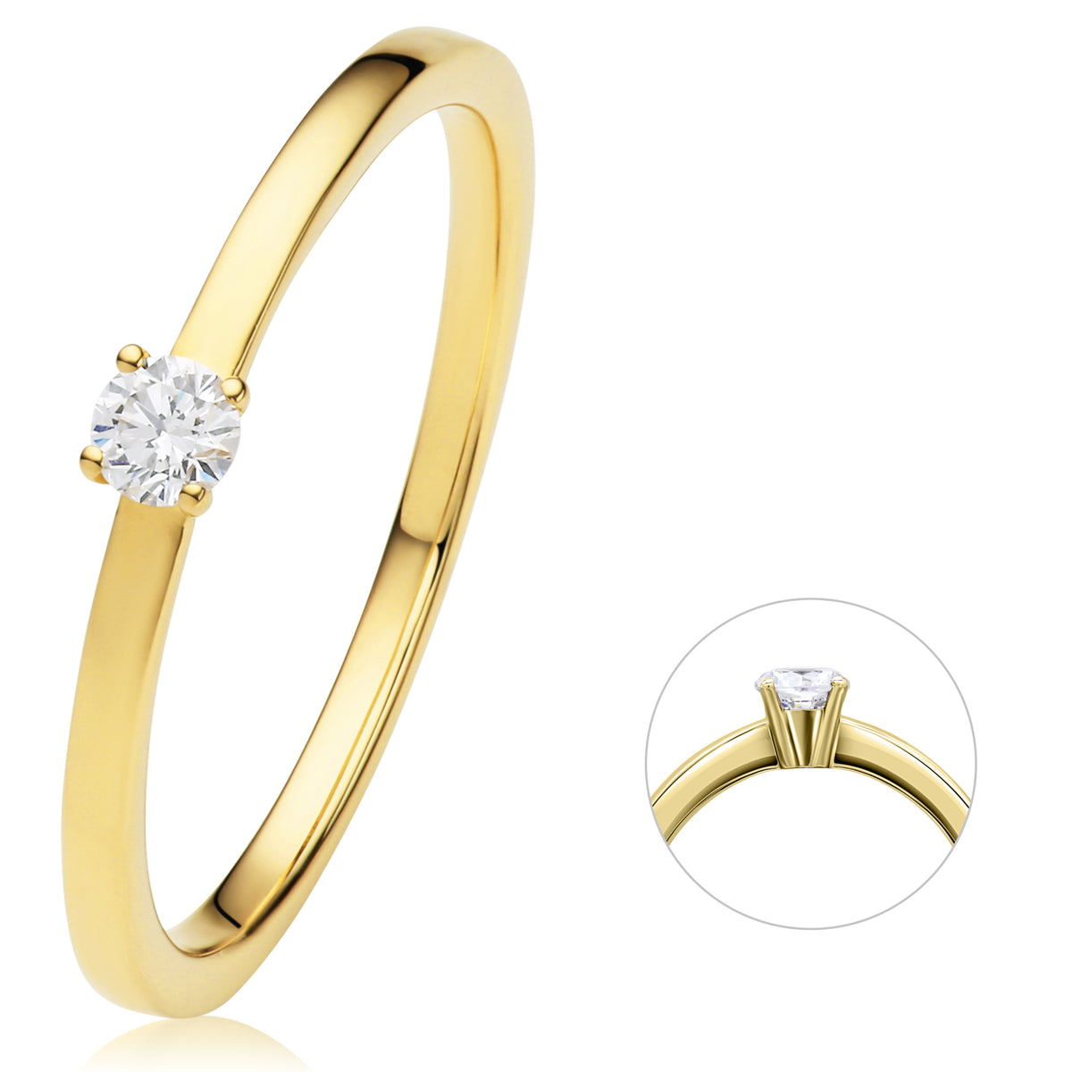0.1 ct Diamant Brillant Ring aus 585er Gelbgold von ONE ELEMENT – Bild 1
