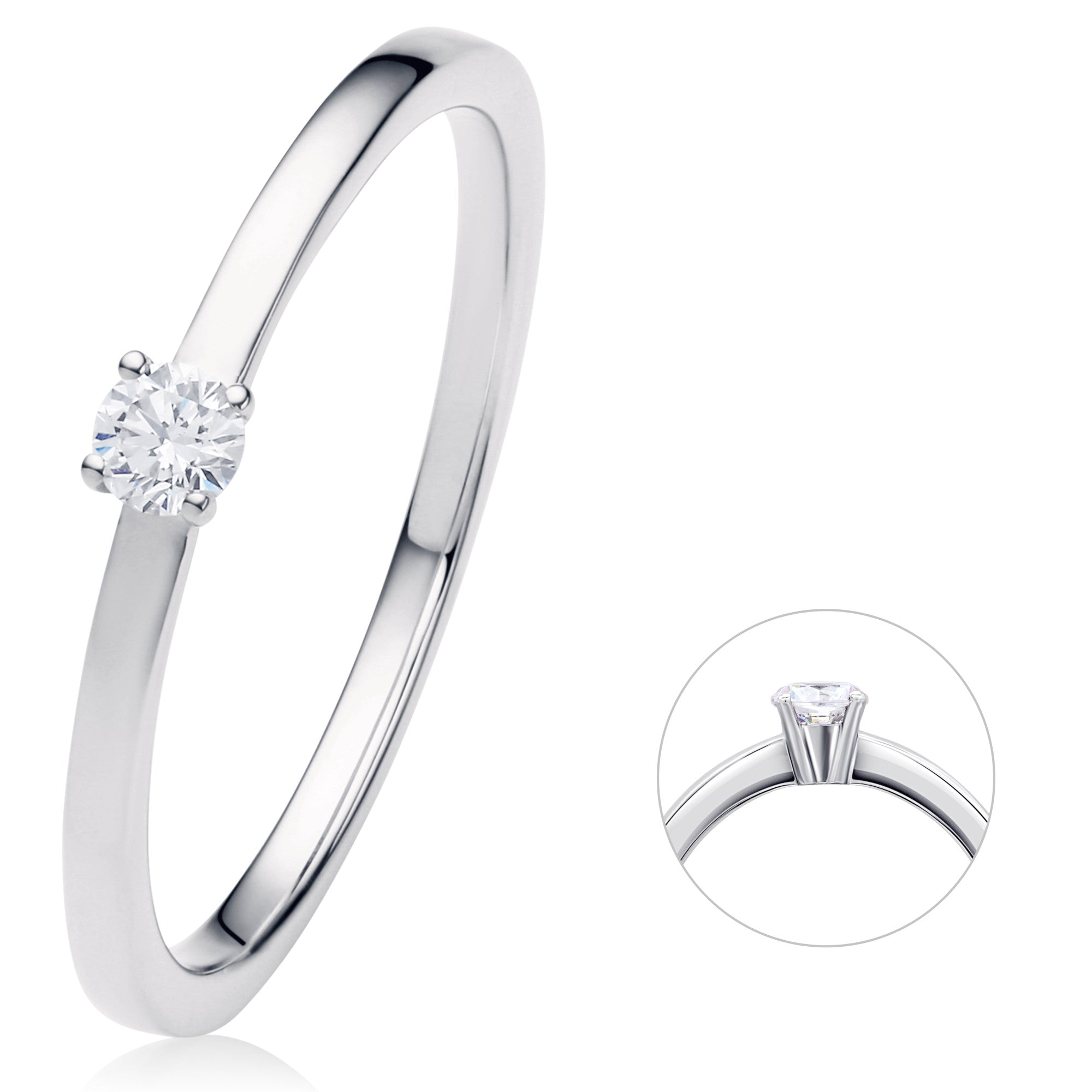 0.1 ct Diamant Brillant Ring aus 950 Platin von ONE ELEMENT – Bild 1