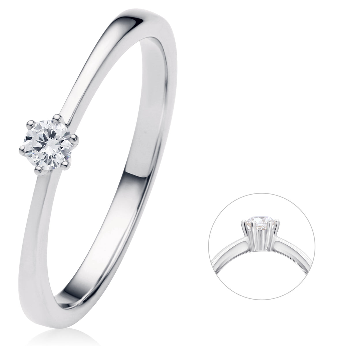 Diamantring aus 585er Weißgold, 0,1 ct von ONE ELEMENT