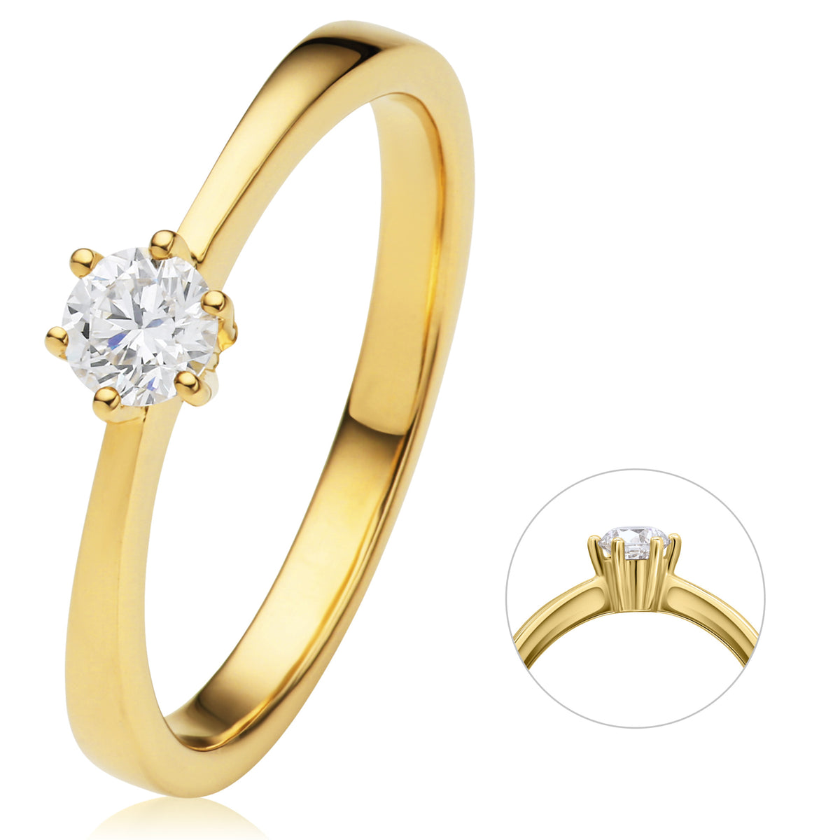0.2 ct Diamant Brillant Ring aus 750er Gelbgold von ONE ELEMENT – Bild 1