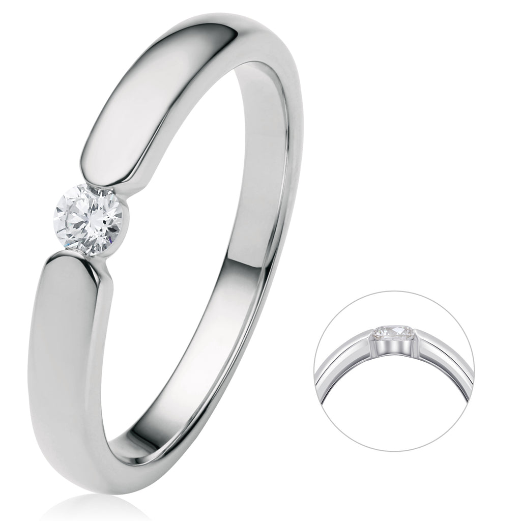 0.13 ct Diamant Brillant Spannfassung Ring aus 585er Weißgold von ONE ELEMENT – Bild 1