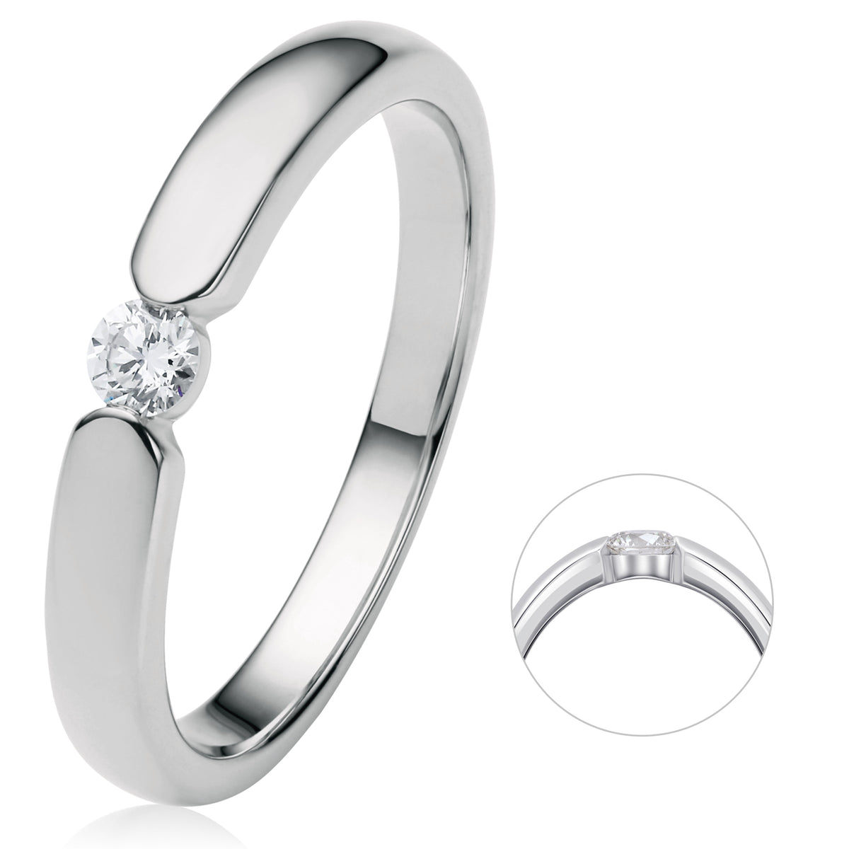 0.13 ct Diamant Brillant Spannfassung Ring aus 950 Platin von ONE ELEMENT – Bild 1
