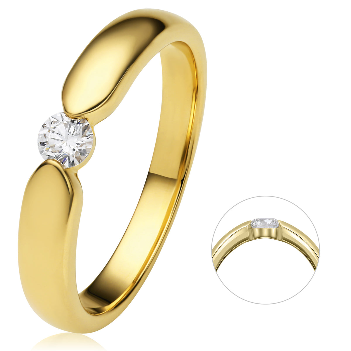 Diamantring in Spannfassung aus 585er Gelbgold, 0,17 ct von ONE ELEMENT