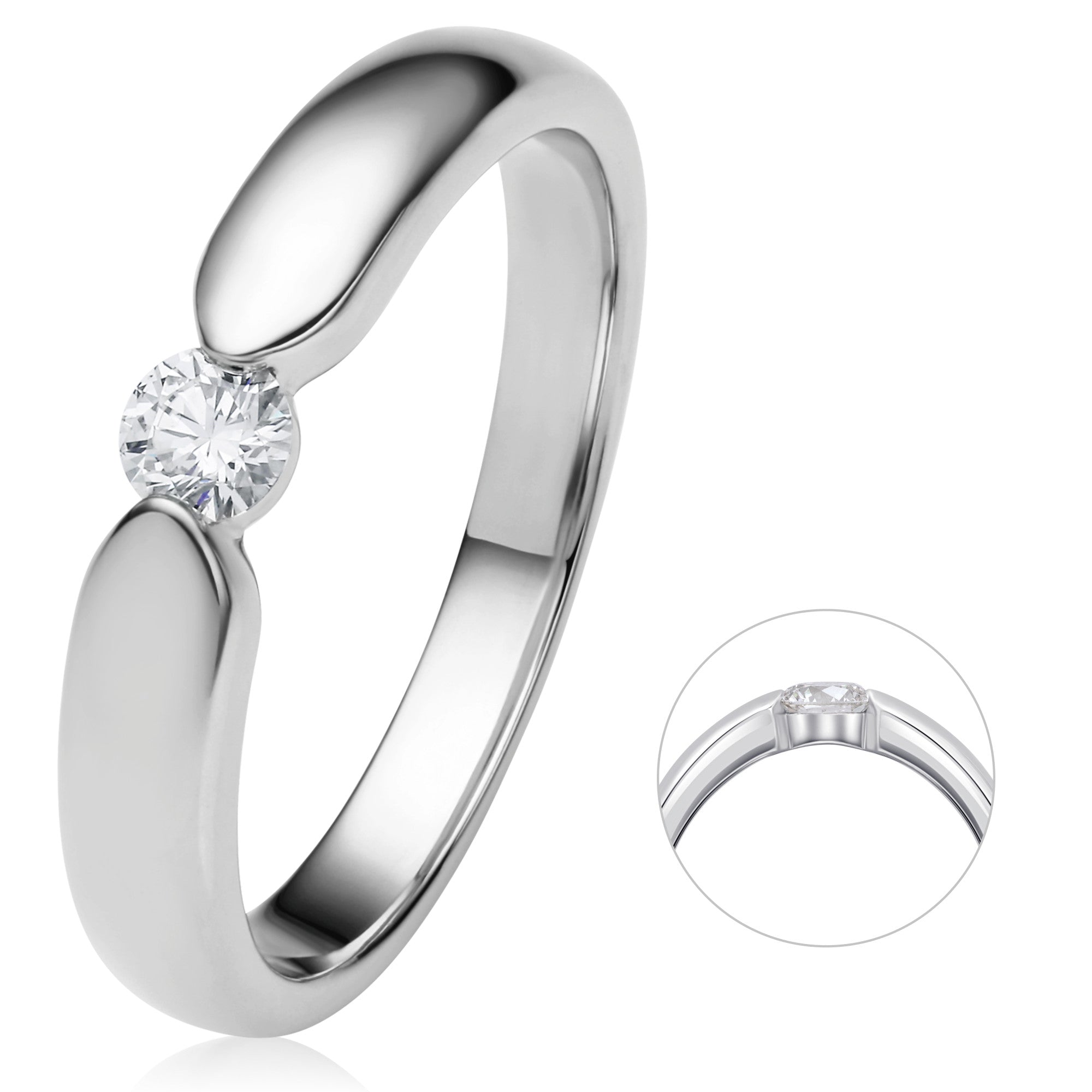 Diamantring in Spannfassung aus 585er Weißgold, 0,17 ct von ONE ELEMENT