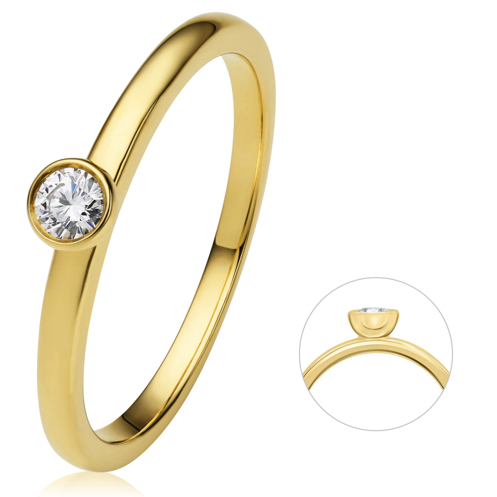 0.1 ct Diamant Brillant Zarge Ring aus 585er Gelbgold von ONE ELEMENT – Bild 1