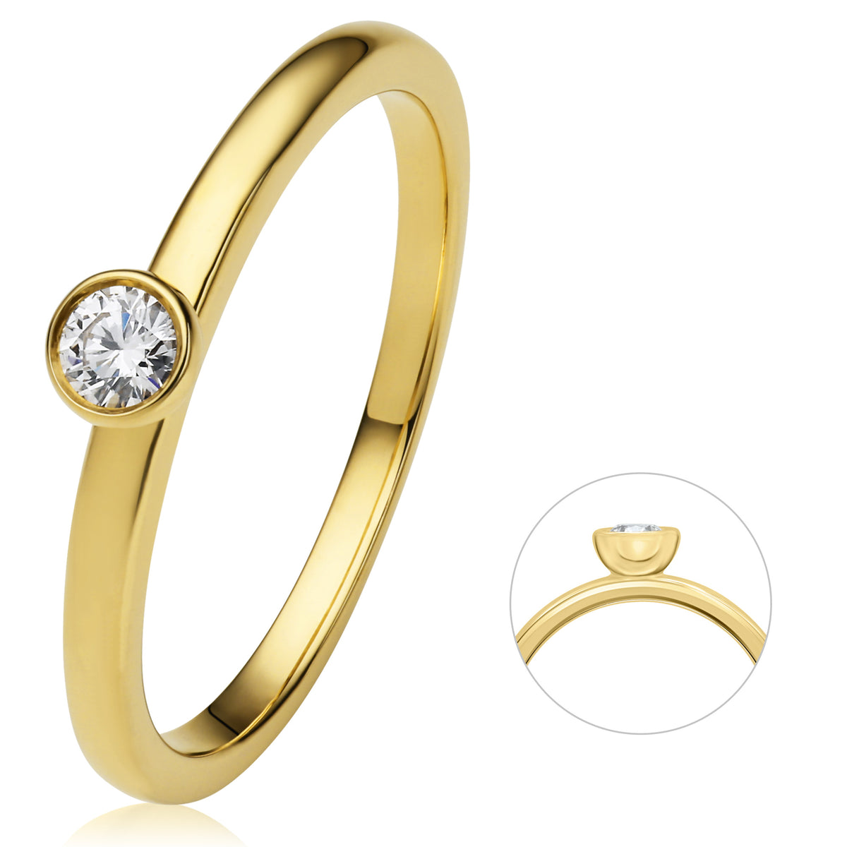 0.1 ct Diamant Brillant Zarge Ring aus 585er Gelbgold von ONE ELEMENT – Bild 1