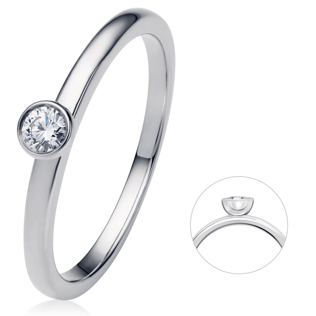 0.1 ct Diamant Brillant Zarge Ring aus 750er Weißgold von ONE ELEMENT – Bild 1