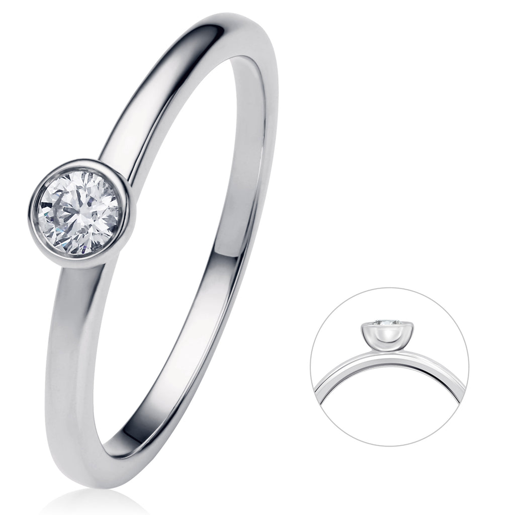 0.15 ct Diamant Brillant Zarge Ring aus 585er Weißgold von ONE ELEMENT – Bild 1