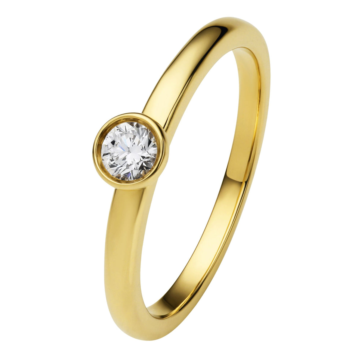 0.2 ct Diamant Brillant Zarge Ring aus 750er Gelbgold von ONE ELEMENT – Bild 1