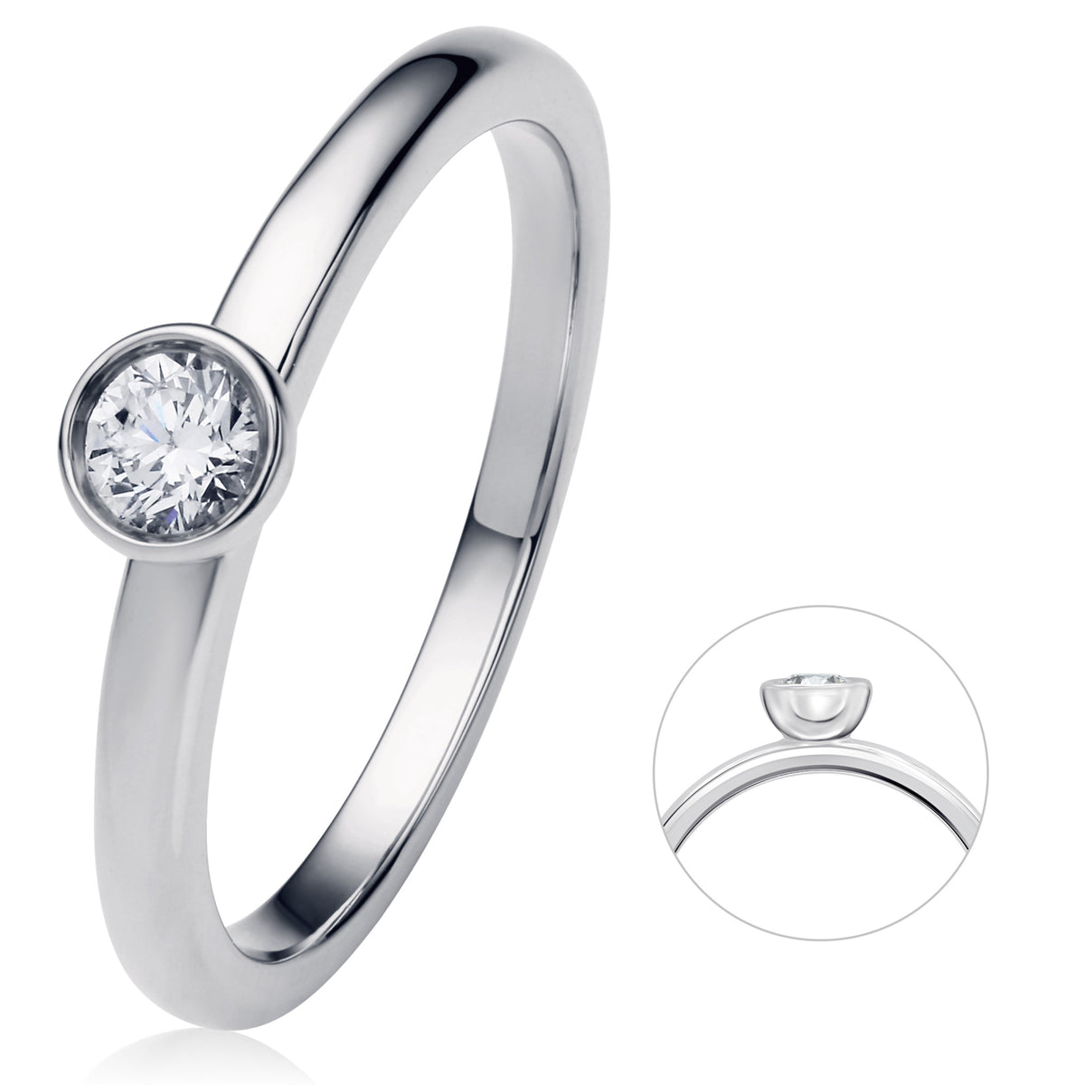 0.2 ct Diamant Brillant Zarge Ring aus 585er Weißgold von ONE ELEMENT – Bild 1