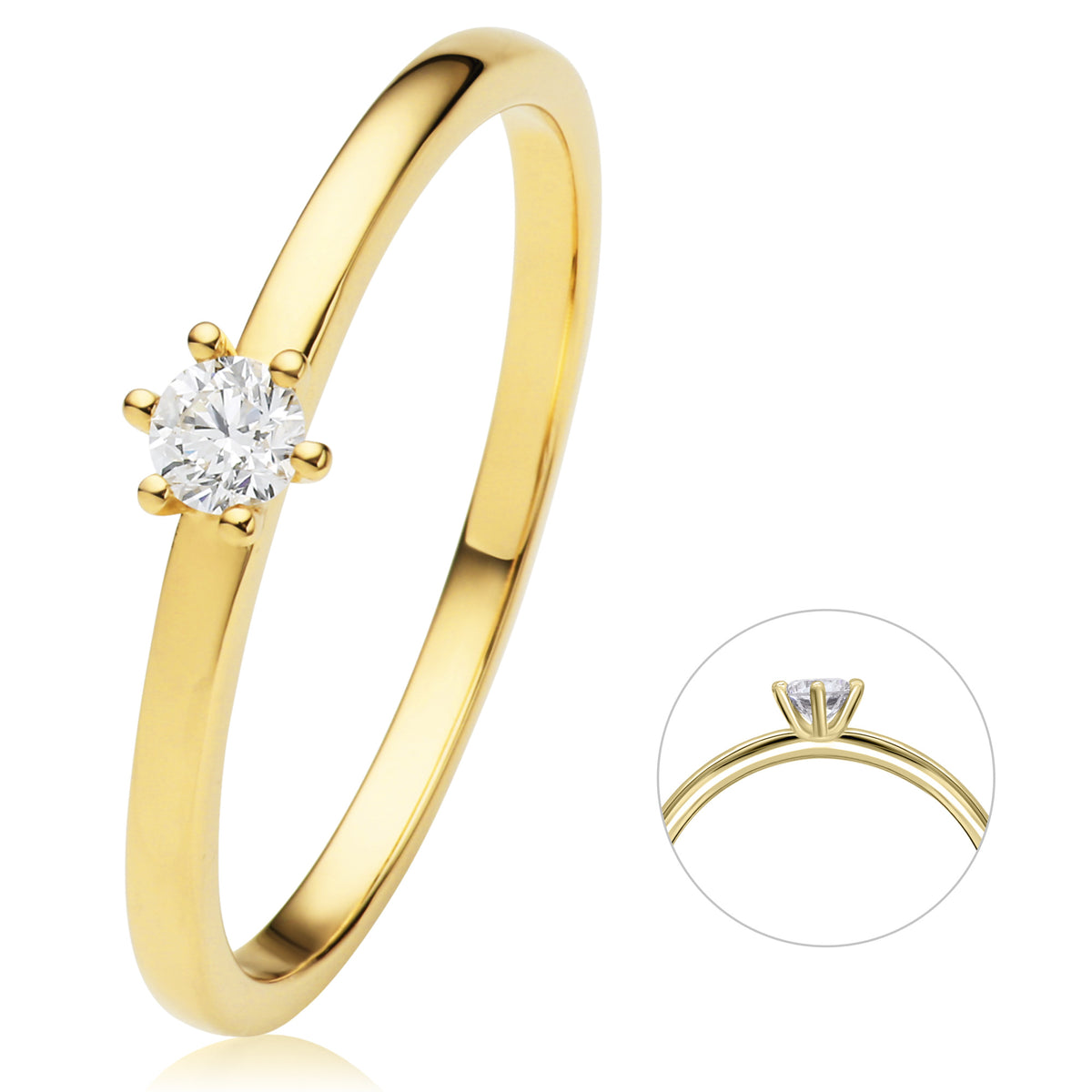 0.1 ct Diamant Brillant Ring aus 750er Gelbgold von ONE ELEMENT – Bild 1