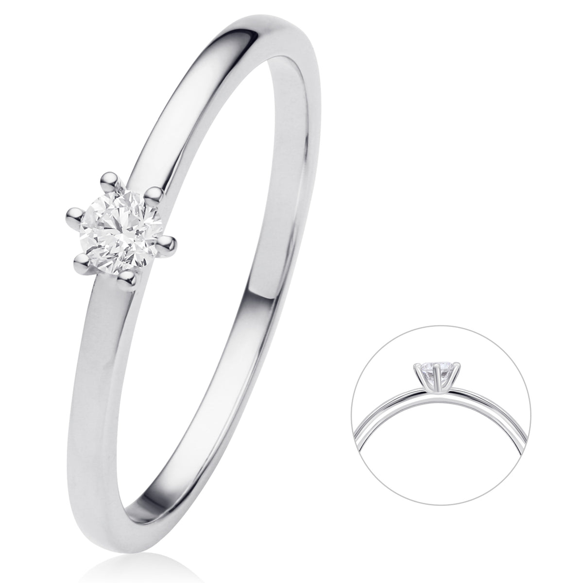 0.1 ct Diamant Brillant Ring aus 750er Weißgold von ONE ELEMENT – Bild 1