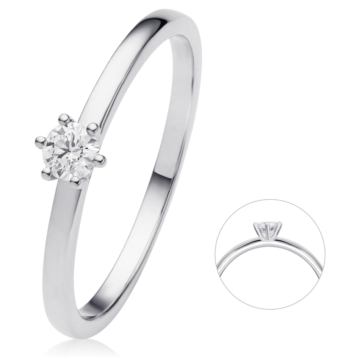 0.15 ct Diamant Brillant Ring aus 585er Weißgold von ONE ELEMENT – Bild 1